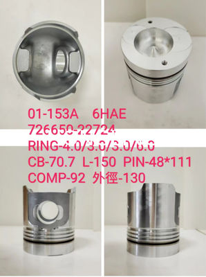 Lightweight with Smooth Finish Heat Resistance Komatsu 6D140 Pistons 6217-31-2130  Yanmar 6HAE 726650-22724
